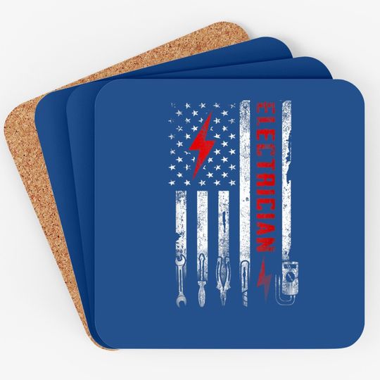 Patriotic American Flag Electrician Coaster