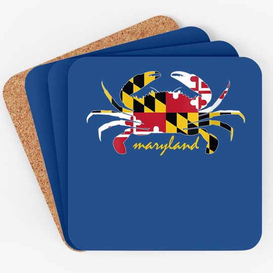 Maryland Crab Cute State Pride Flag Coaster