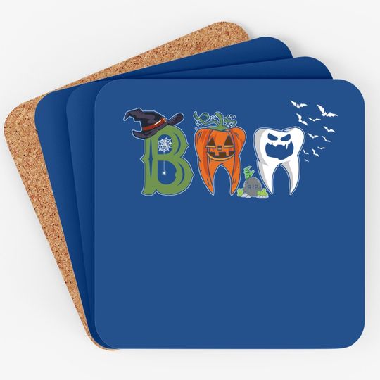 Boo Dentist Pumpkin Costume Dental Assistant Halloween Coaster