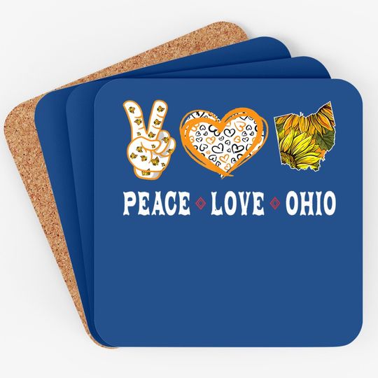 Peace Love Ohio State Souvenirs Sunflower Coaster