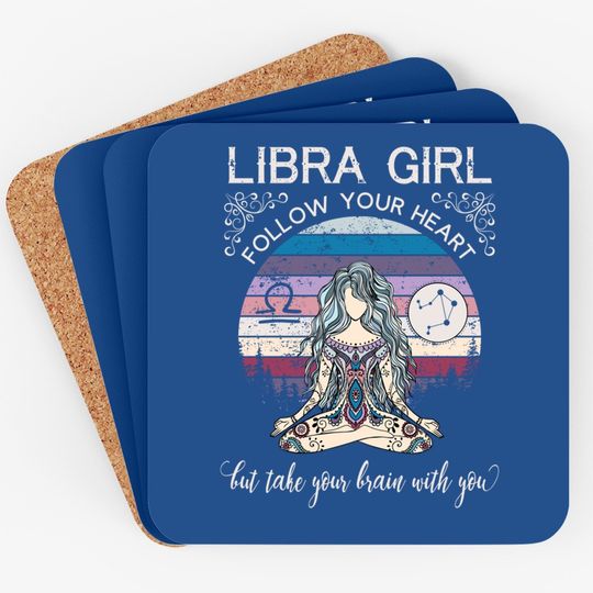 Libra Girl Retro Zodiac Coaster
