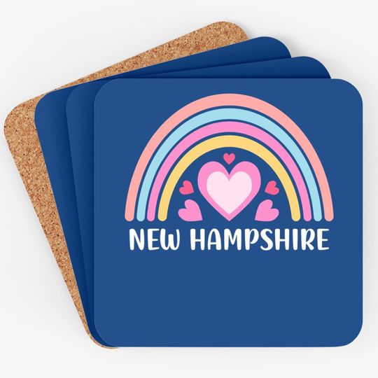 New Hampshire Rainbow Hearts Coaster