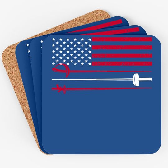 Fencing American Flag Sabers Usa Gift Coaster