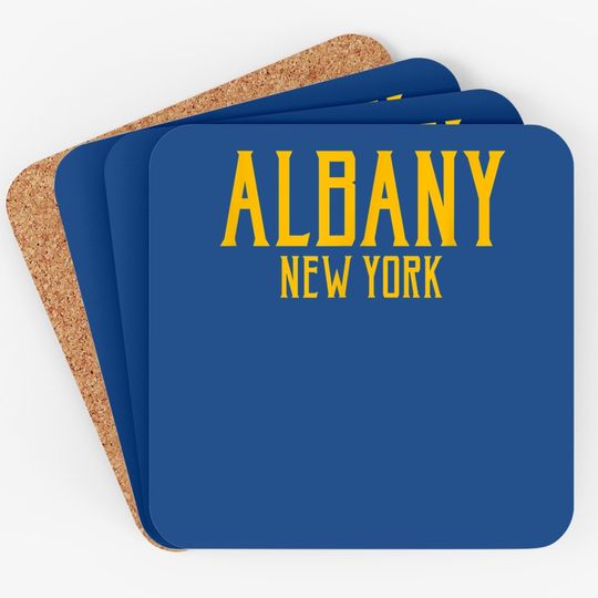Albany New York Vintage Text Amber Coaster