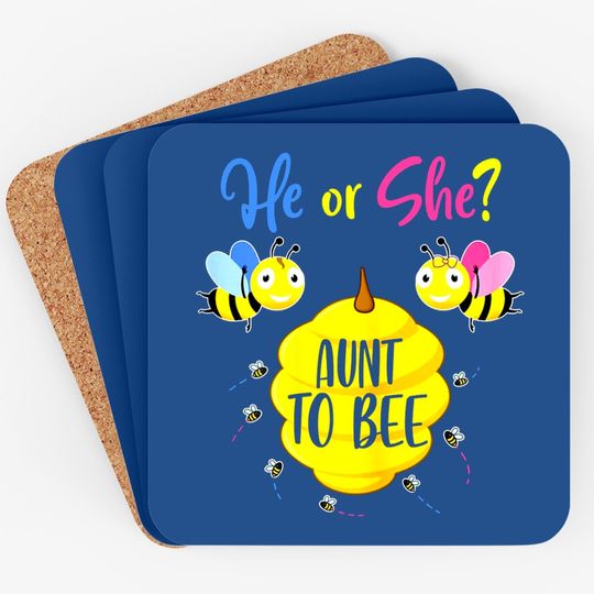 He Or She Aunt To Bee Gender Reveal Baby Shower Coaster