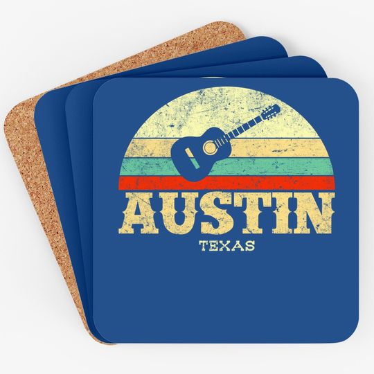 Retro Austin Texas Guitar Coaster