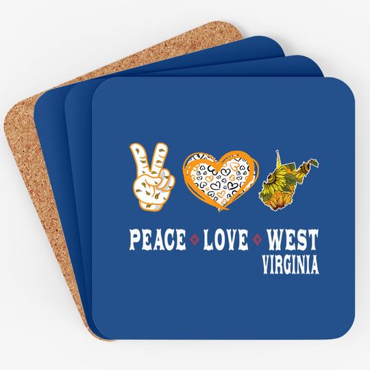 Peace Love West Virginia State Sunflower Coaster