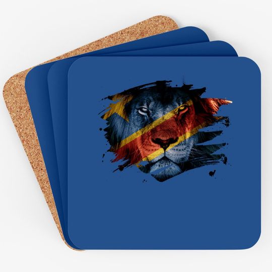 Dr Congo Flag And African Lion Picture Congolese Pride Coaster