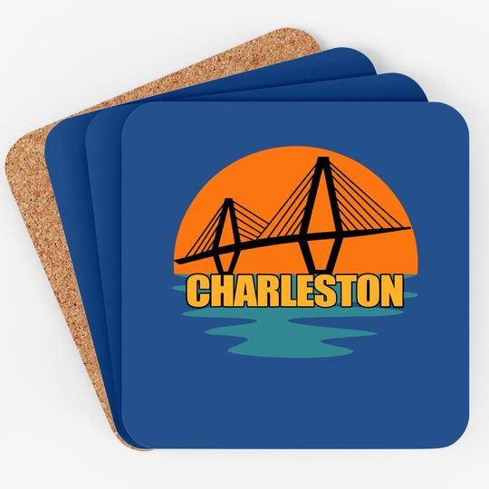 Charleston Cooper River Ravenel Bridge Silhouette Sunset Coaster