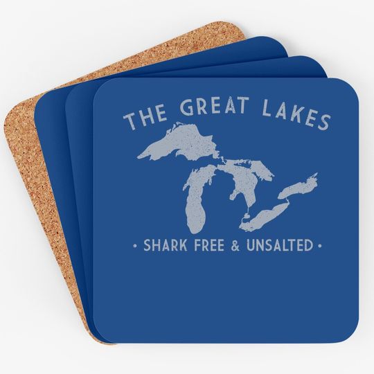 Great Lakes Shark Free And Unsalted Vintage Coaster