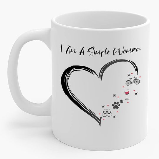I'm A Simple Drinker Present Flip-Flop Dog Cat Pet Mom Bicycle Lovers Red Wine White Coffee Mug Cute Ceramic Tea Cups Drink Wine Lover Mugs For Puppy Cup For Drinking Birthday Gifts Ideas