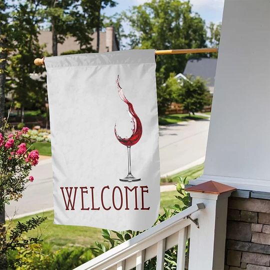 Red Wine Splashing Flags Yard Lawn Garden Decoration, Welcome Garden Flag for Outside Decor