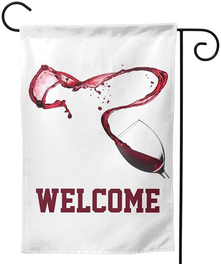 Red Wine Splashing Flags Yard Lawn Garden Decoration, Welcome Garden Flag for Outside Decor