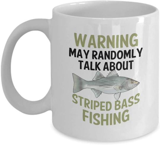 Striped Bass Fishing Mug Freshwater Fish Coffee Cup Angler Fly Fisherman