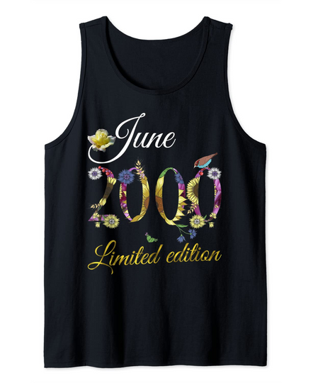 June 2000 21 Year Old Sunflowers Floral Birthday Gift Tank Top