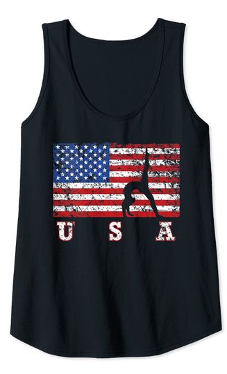 American Flag Gymnastics Gymnast Silhouette Tank Top