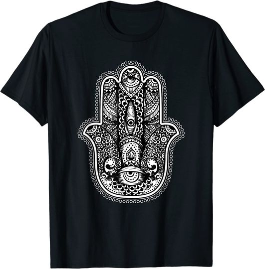 Spiritual Hamsa Hand of Fatima Yoga Hippie Bohemian Artistic T Shirt