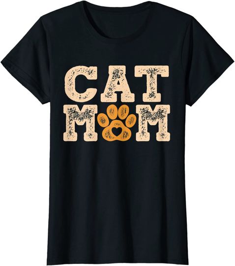 Cat Shirts For Women - Cat Mom Tshirt - Retro Paw Lover Lady T-Shirt