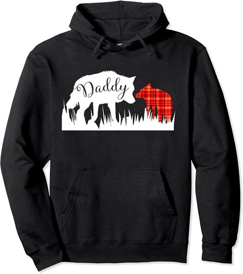 Daddy Wolf Matching Family Tribe Wolves Dad Pup Father Puppy Pullover Hoodie