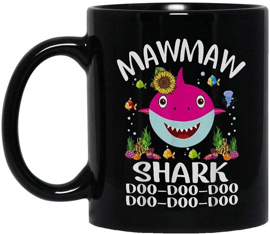 Mawmaw Shark Mothers Day For Matching Family Black Mug