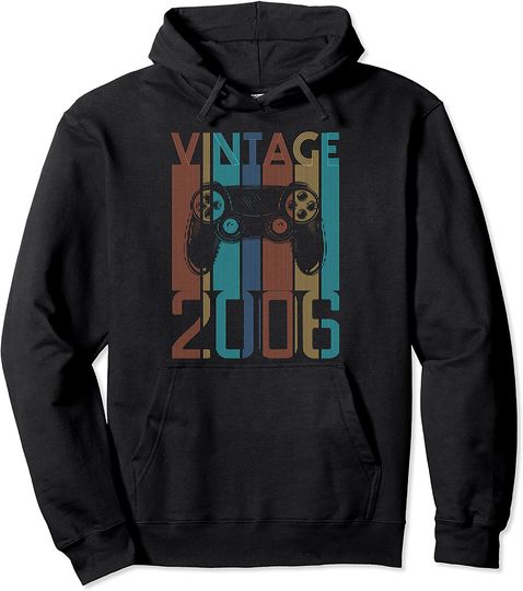 Vintage 2006 Gaming Gifts For 15 Year Old Boy Gamer Birthday Pullover Hoodie