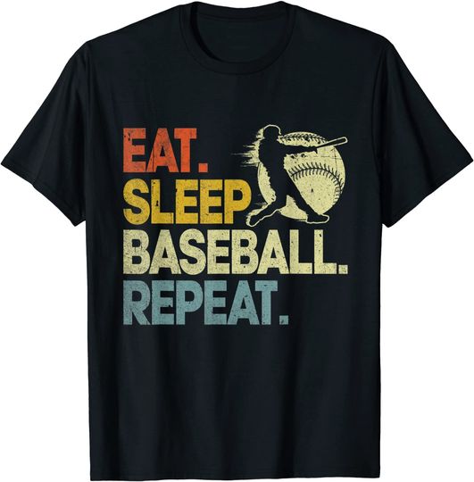 Eat Sleep Baseball Repeat Baseball Lover Men Boys T-Shirt