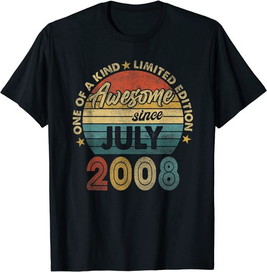 13th Birthday Men Awesome Since July 2008 T-Shirt