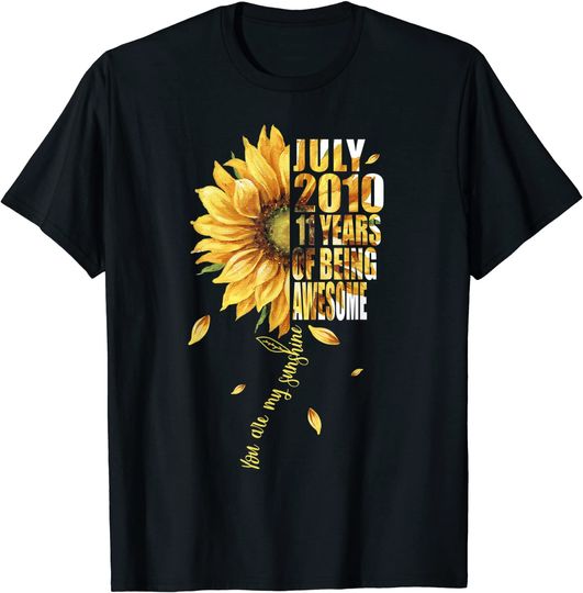 Born In July 2010 Sunflower 11th Birthday T-Shirt
