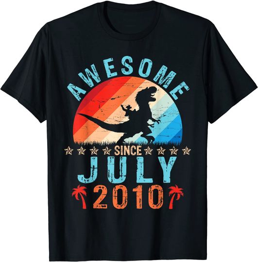 Riding Dinosaur My Birthday 11 Years Awesome Since July 2010 T-Shirt