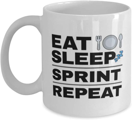 Sprint Mug - Eat Sleep Repeat - Coffee Cup For Sports Fans Office Friends Co-Workers Men Women