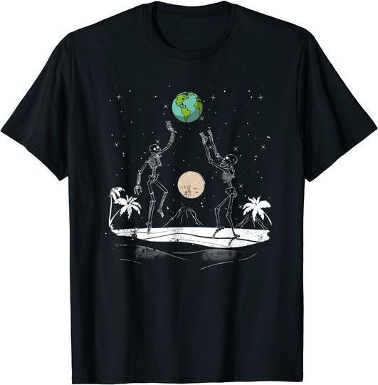 Summer Beach Skeletons Volleyball Earth Space Cosmos Indie T Shirt