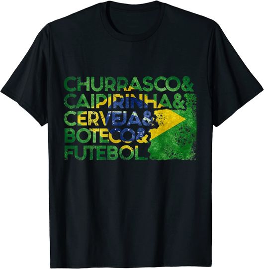 Churrasco Caipirinha Cerveja Boteco & Futebol Brazil Flag TShirt