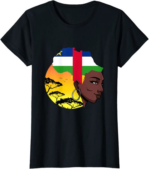 Womens Black History Month Queen Central African Republic Flag T-Shirt