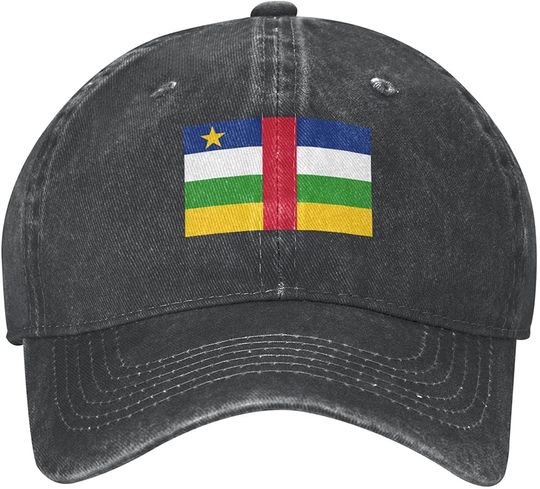 Flag of The Central African Republic Printing Adjustable Black Baseball Cowboy Hat Men