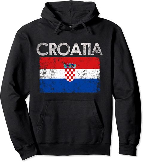 Vintage Croatia Croatian Flag Pride Hoodie