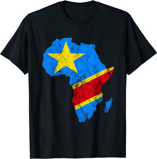 Africa Map Congolese Flag Democratic Republic Of Congo T-Shirt