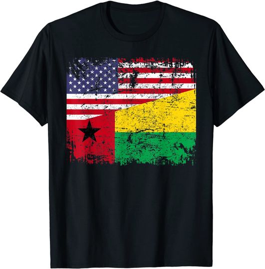 Half American Flag Guinea Bissau Flag T Shirt