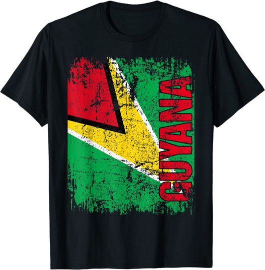 Flag Vintage Distressed Guyana T Shirt