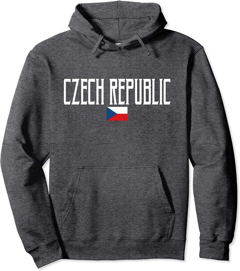 Czech Republic Flag Vintage White Text Pullover Hoodie