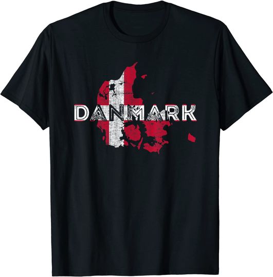 Danish Map and Flag Souvenir T-Shirt