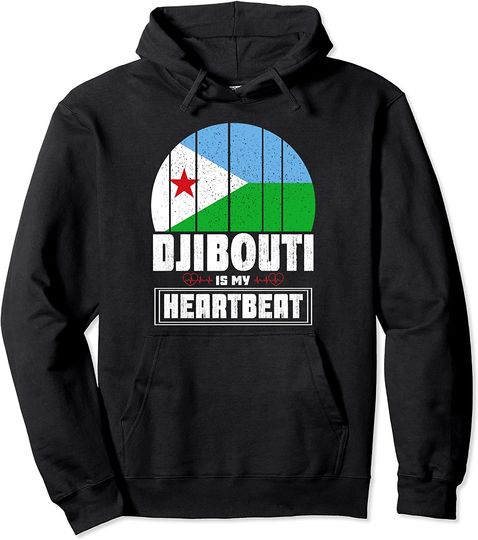 Djibouti Is My Heartbeat Love Djibouti Flag Map Pullover Hoodie