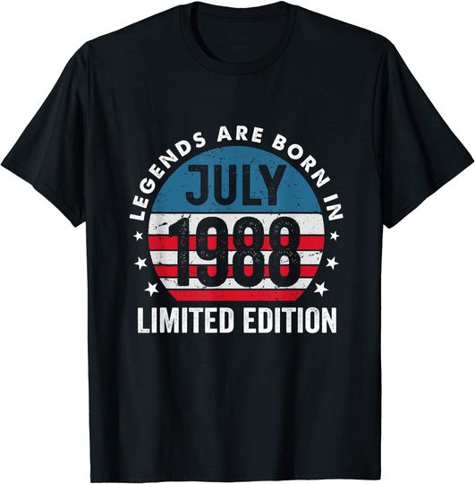 33 Year Old Legends Are Born In July 1988 Vintage July 1988 T-Shirt
