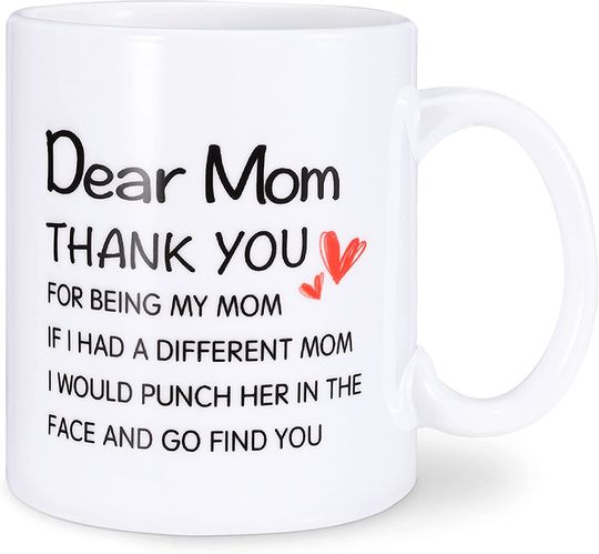Birthday Gifts for Mom from Daughter/Son, Dear Mom Mug, Novelty mugs, Christmas/Mothers Day Presents Idea, White Ceramic Coffee Mug Cup