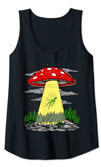 Mushroom Alien Abduction Psychedelic Space UFO Tank Top
