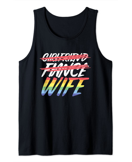 Fiance Wife Lesbian Pride LGBT Marriage Ceremony Tank Top