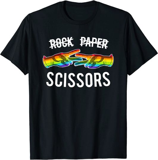 Rock Paper Scissors Lesbian Pride Rainbow LGBT T Shirt