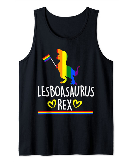 Lesboasaurus Rex Lesbian Dinosaur Pride LGBT Rainbow Tank Top