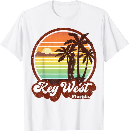 Key West Souvenirs Florida Vintage Surf Surfing Retro 70s T Shirt