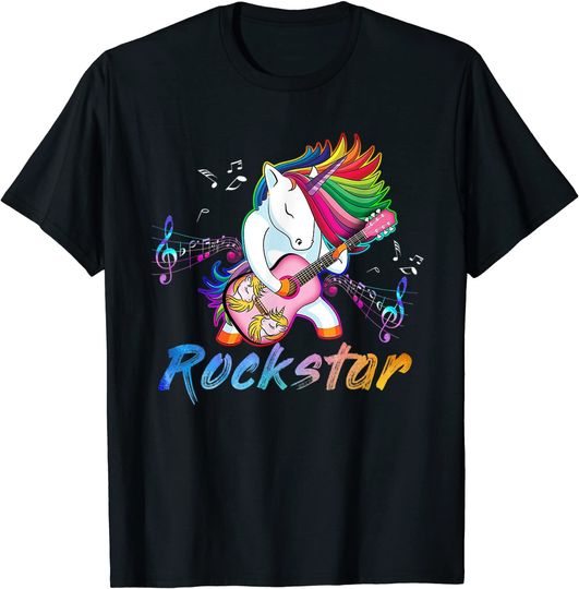 Unicorn Rock Star Guitar Rockin' T Shirt