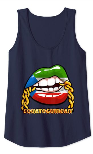 Equatorial Guinea National Flag Lips with Chain Tank Top